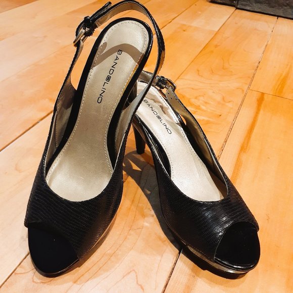 BANDOLINO *USED ONCE* Black sling back heels Sz 6M EUC - Picture 6 of 9